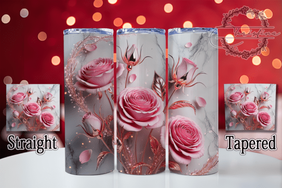 3D Elegant Pink Roses Tumbler Design Guide