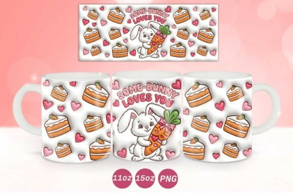 3D Inflated Valentine Bunny Mug Wrap