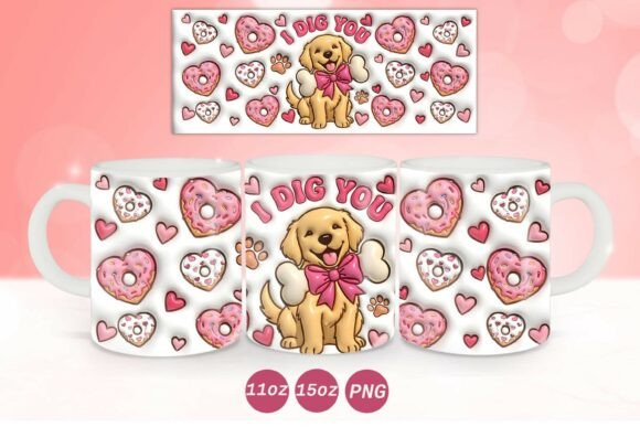 3D Inflated Valentine Dog Mug Wrap