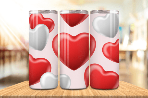 3D Puff Hearts Valentine Tumbler Wrap