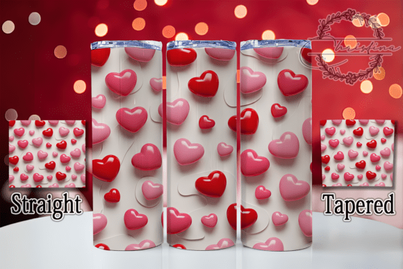 3D Puffy Pink Valentine Hearts Tumbler Design: Elevating Your Drinkware Projects