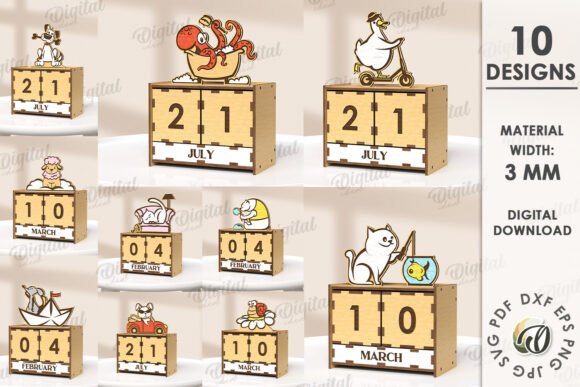 3D Wooden Desktop Calendar Lasercut Guide