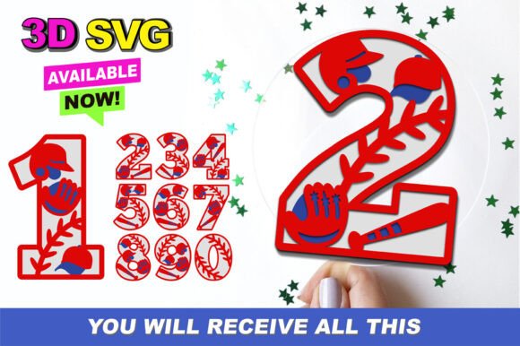 Baseball Numbers 3D SVG: Elevating Sports-Themed Digital Crafts