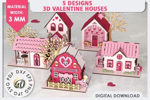 Crafting Romance: A Guide to the 3D Valentine’s Houses Laser Cut Bundle