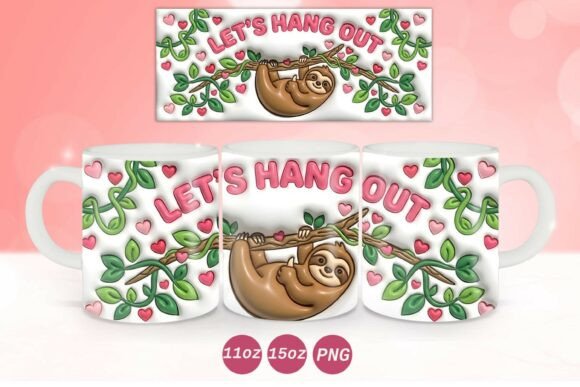 Creating Heartfelt Gifts with the 3D Inflated Valentine Sloth Mug Wrap PNG