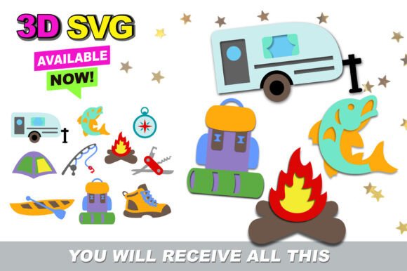 Elevate Designs with Fishing 3D SVG Assets