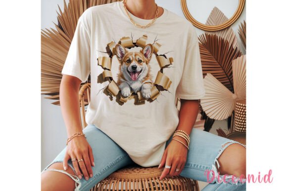 Happy Corgi 3D Tear Out PNG Clipart