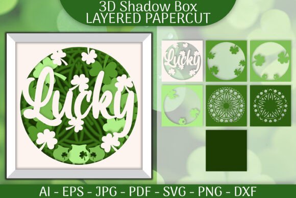 Lucky 3D Shadowbox Layered Papercut