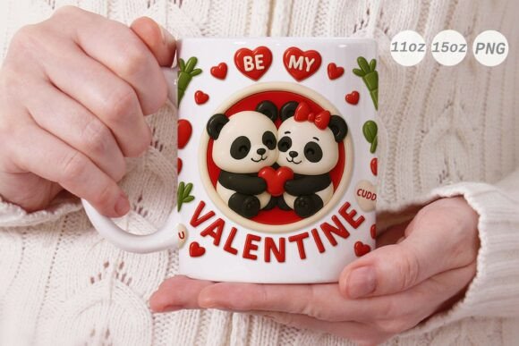 Mastering the 3D Valentine Panda Couple Mug Wrap PNG for Flawless Sublimation