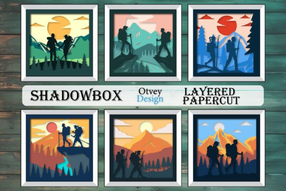 Mastering the Hiking Couple 3D Shadowbox Layered Paper Design