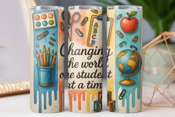 Teacher Tumbler 3D PNG Wrap Guide