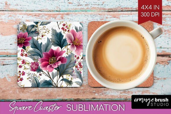 Transform Your Home Decor with the 3D Flowers Square Coaster PNG