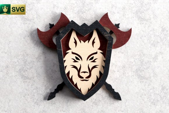 Wolf Shield 3D Layered SVG Fantasy Cut
